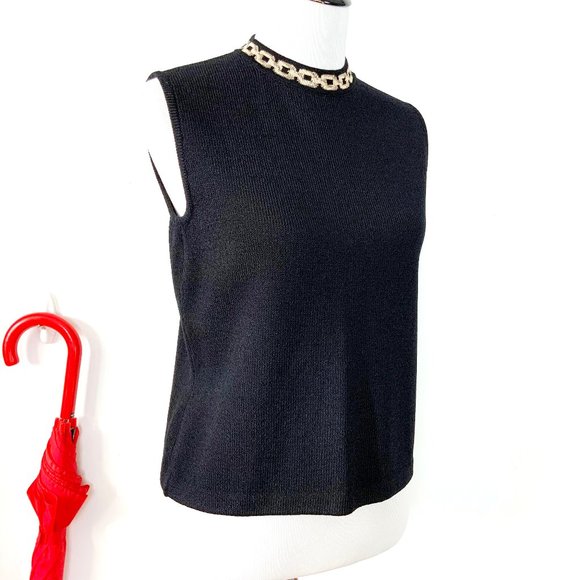 St. John Tops - St. John Santana Black Sleeveless Top Sz S